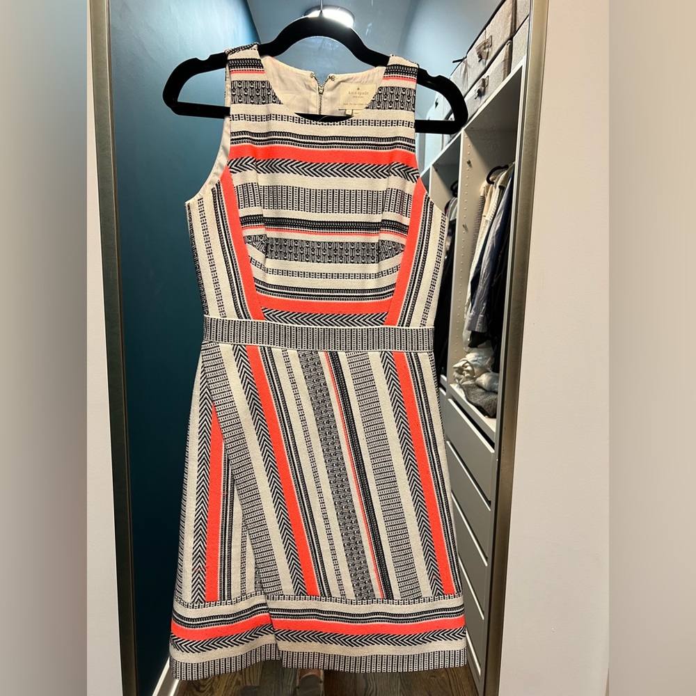 Kate Spade Ribbon Jacquard Dress | Gold back zipper